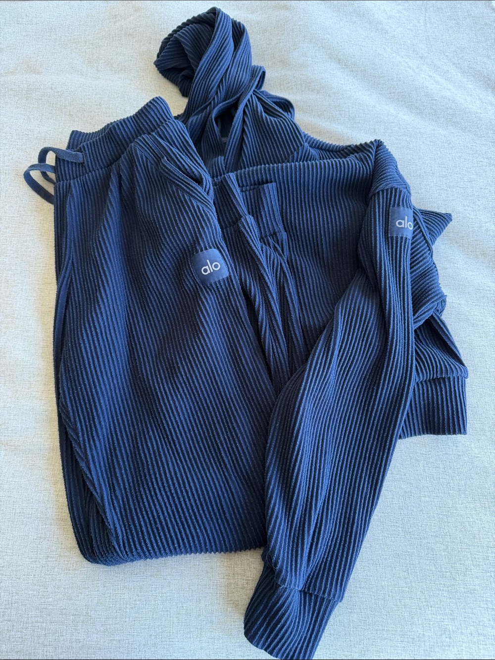 ALO Yoga Ribbed Hoodie & Jogger Set in Navy